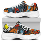 Japanese Elemental Tattoo Print White Chunky Shoes