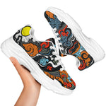Japanese Elemental Tattoo Print White Chunky Shoes