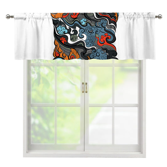 Japanese Elemental Tattoo Print Window Valance