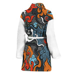 Japanese Elemental Tattoo Print Women's Bathrobe