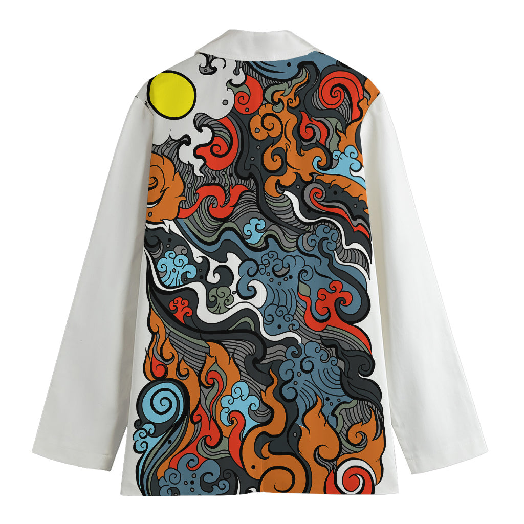 Japanese Elemental Tattoo Print Women's Blazer