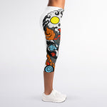 Japanese Elemental Tattoo Print Women's Capri Leggings