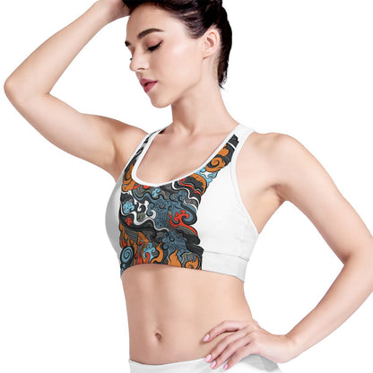 Japanese Elemental Tattoo Print Women's Sports Bra