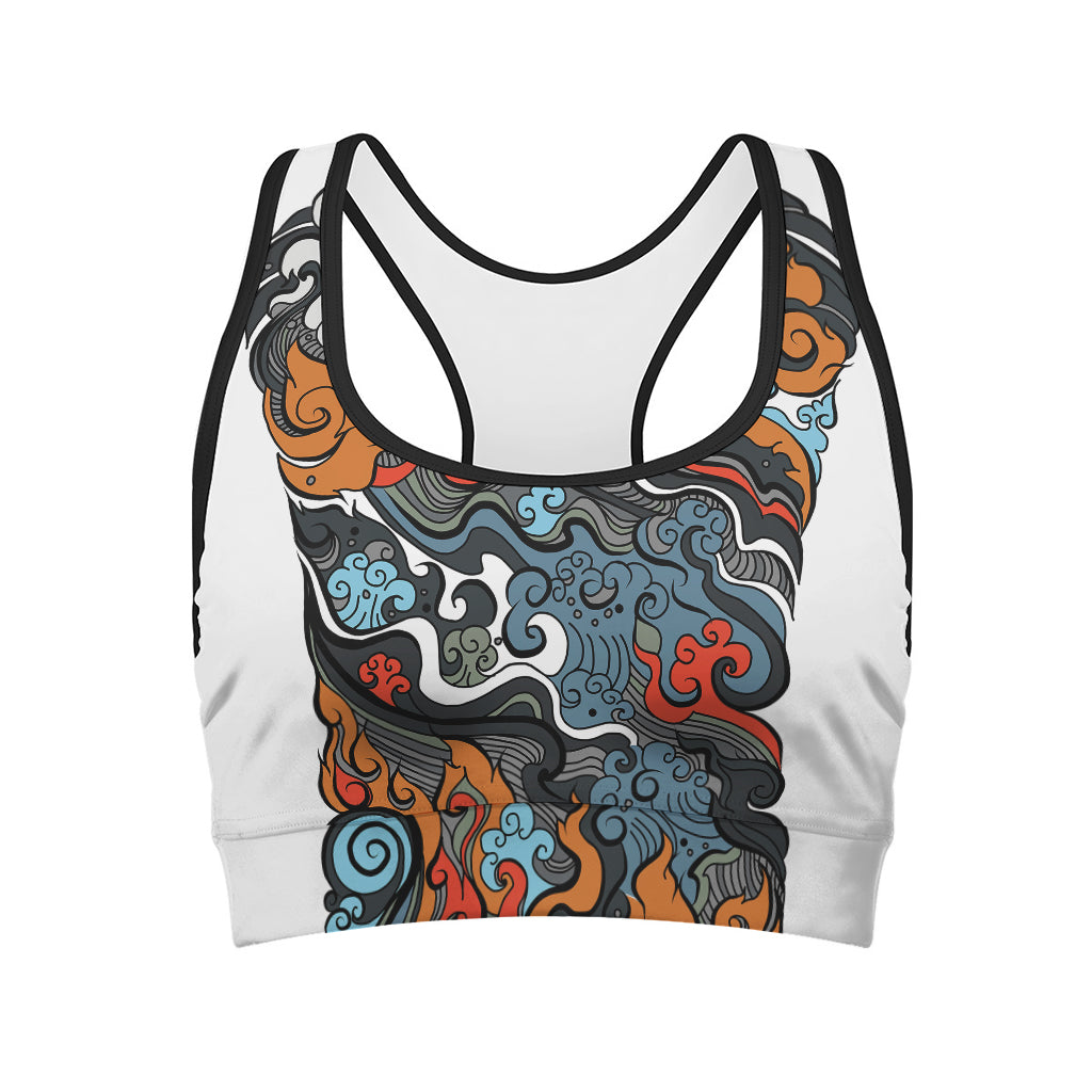 Japanese Elemental Tattoo Print Women's Sports Bra