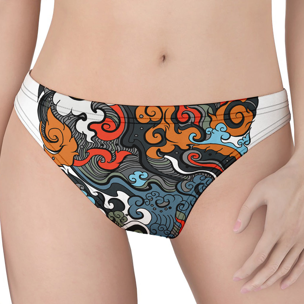 Japanese Elemental Tattoo Print Women's Thong