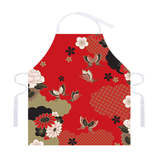 Japanese Flower Print Adjustable Apron