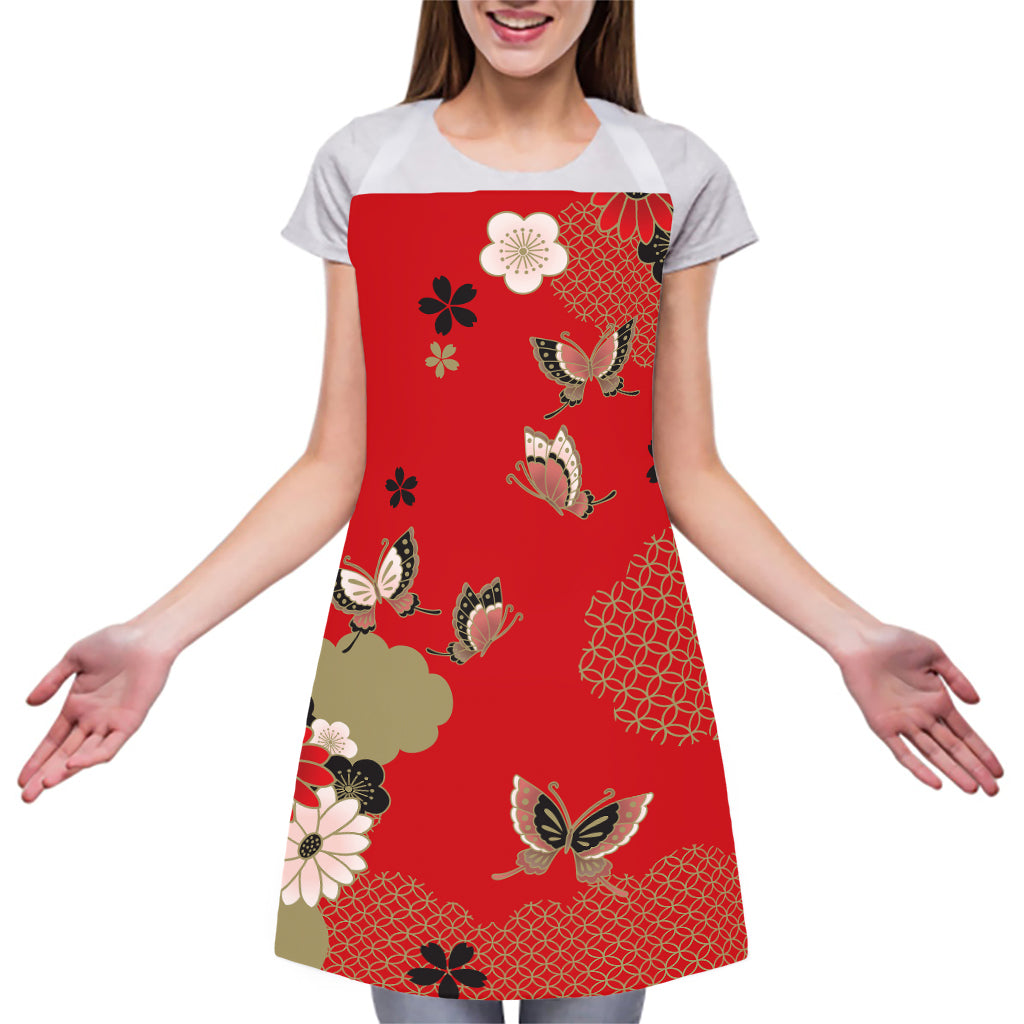 Japanese Flower Print Adjustable Apron