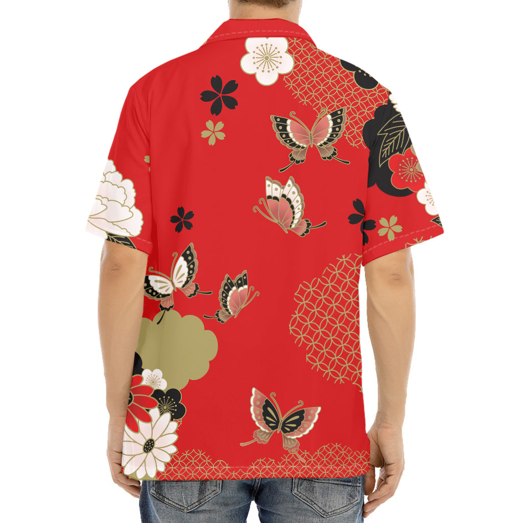 Japanese Flower Print Aloha Shirt