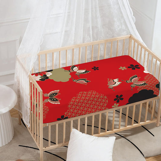 Japanese Flower Print Baby Crib Sheet