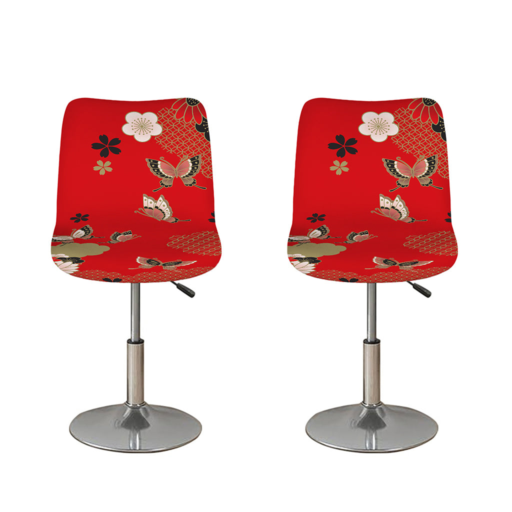 Japanese Flower Print Bar Stool Covers