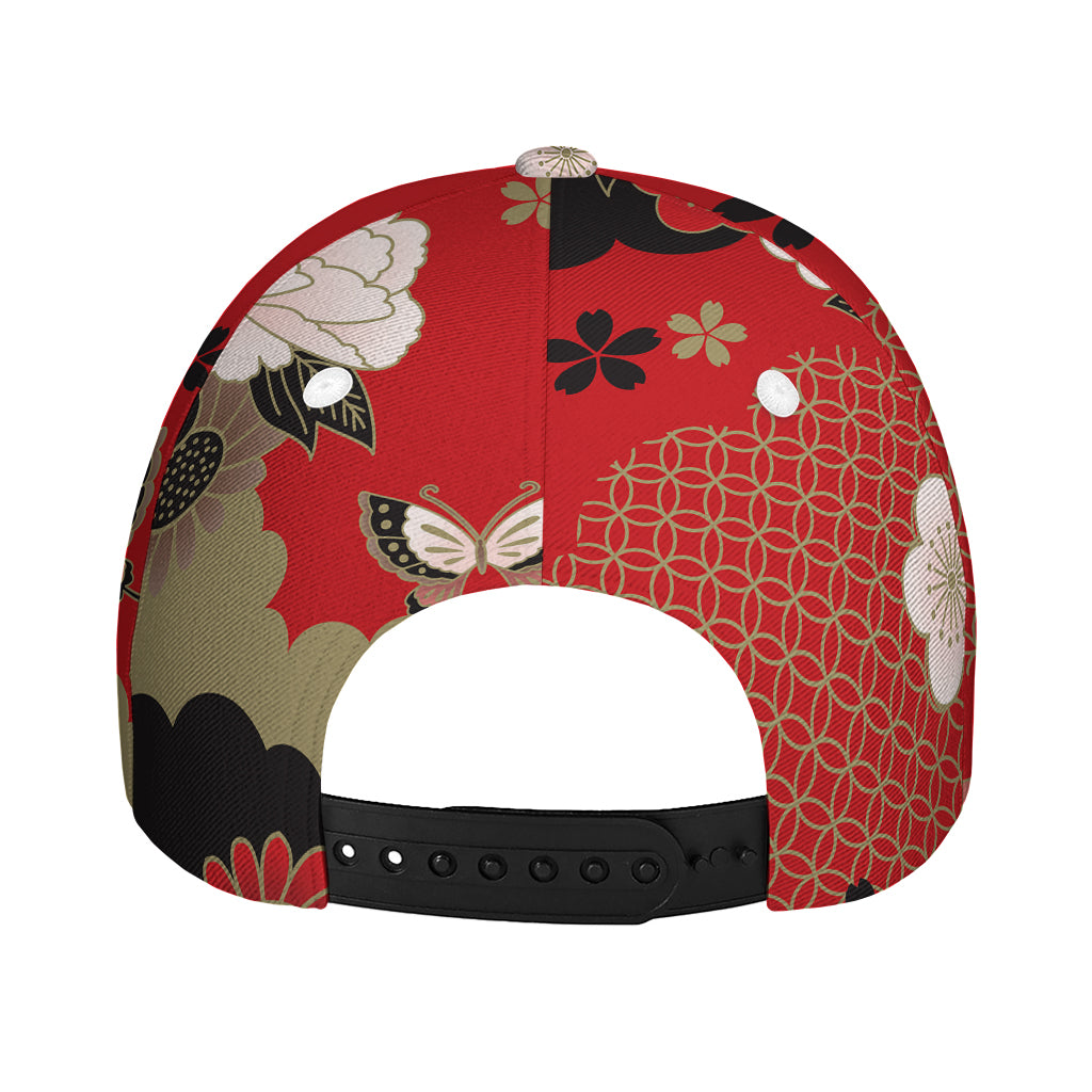 Japanese Flower Print Baseball Cap