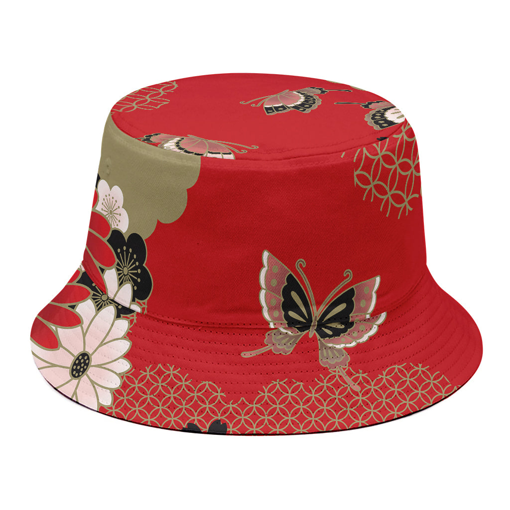 Japanese Flower Print Bucket Hat