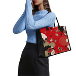 Japanese Flower Print Canvas Tote Bag
