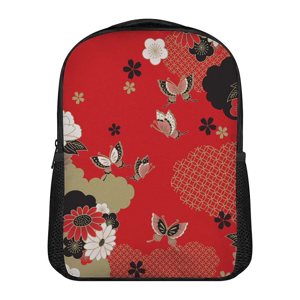 Japanese Flower Print Casual Backpack