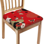 Japanese Flower Print Chair Cushion Cover