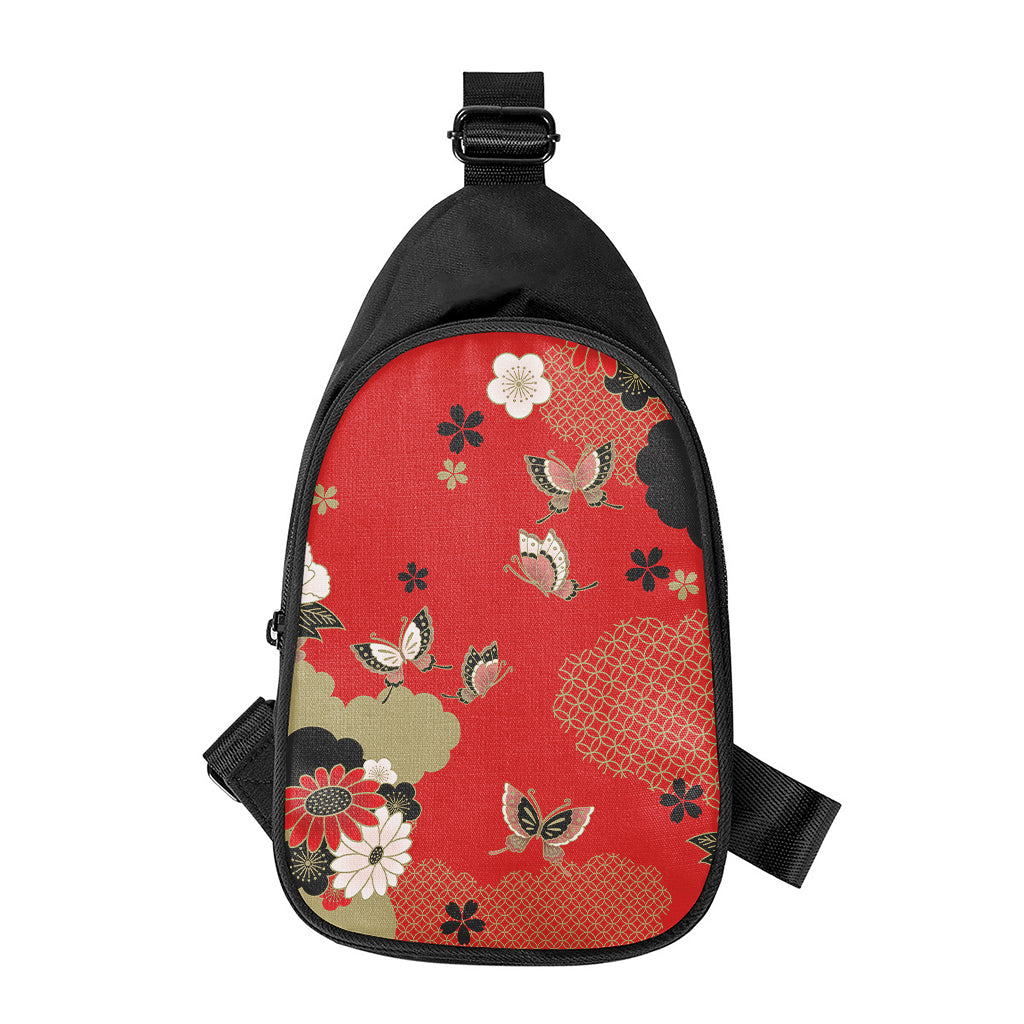 Japanese Flower Print Chest Bag