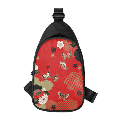 Japanese Flower Print Chest Bag