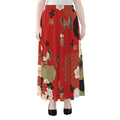 Japanese Flower Print Chiffon Maxi Skirt