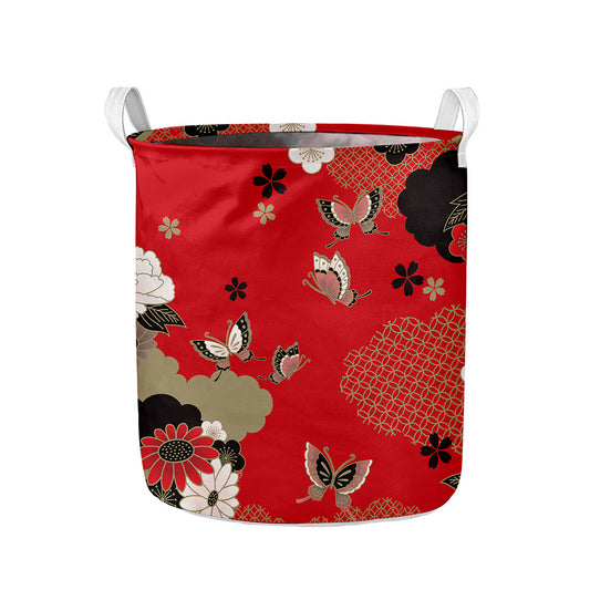 Japanese Flower Print Collapsible Laundry Basket
