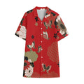 Japanese Flower Print Cotton Hawaiian Shirt