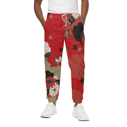 Japanese Flower Print Cotton Pants