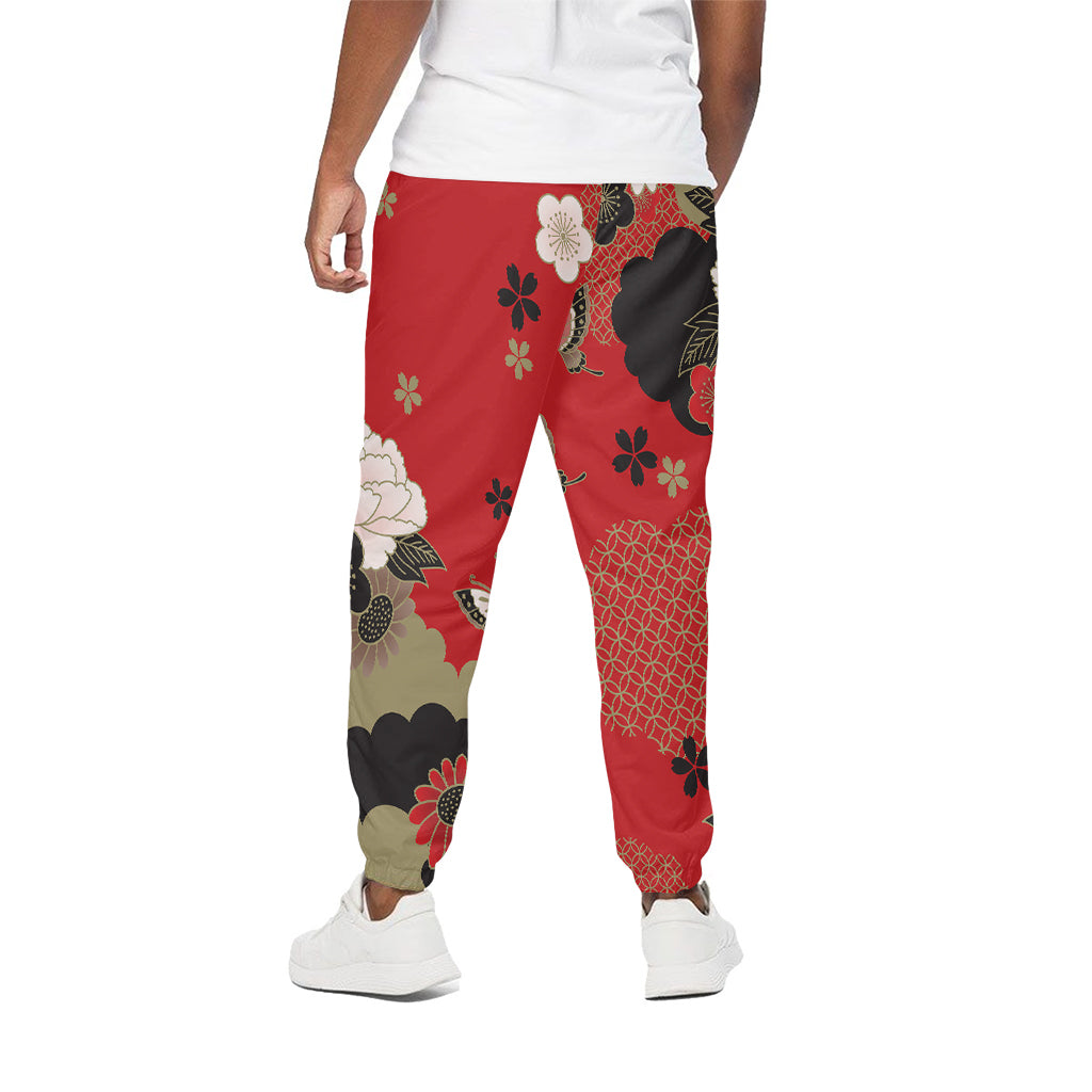 Japanese Flower Print Cotton Pants