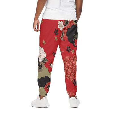Japanese Flower Print Cotton Pants