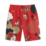 Japanese Flower Print Cotton Shorts