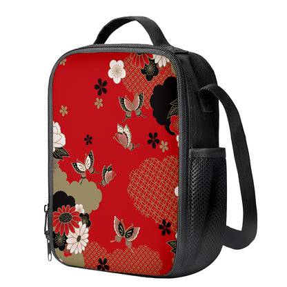 Japanese Flower Print Crossbody Lunch Bag