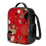 Japanese Flower Print Crossbody Lunch Bag