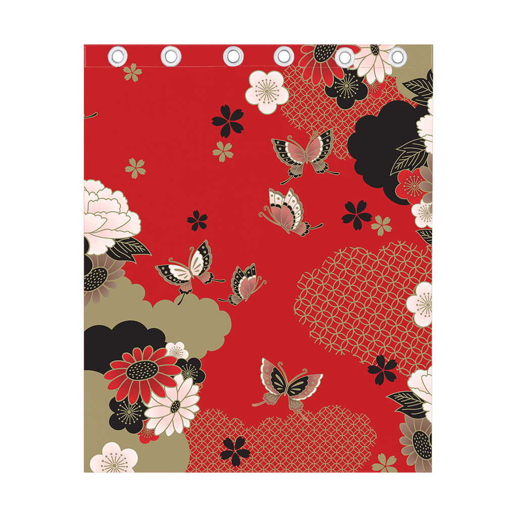 Japanese Flower Print Curtain