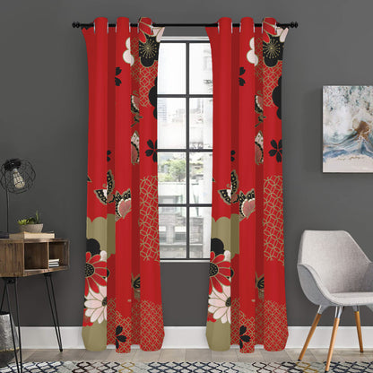 Japanese Flower Print Curtain