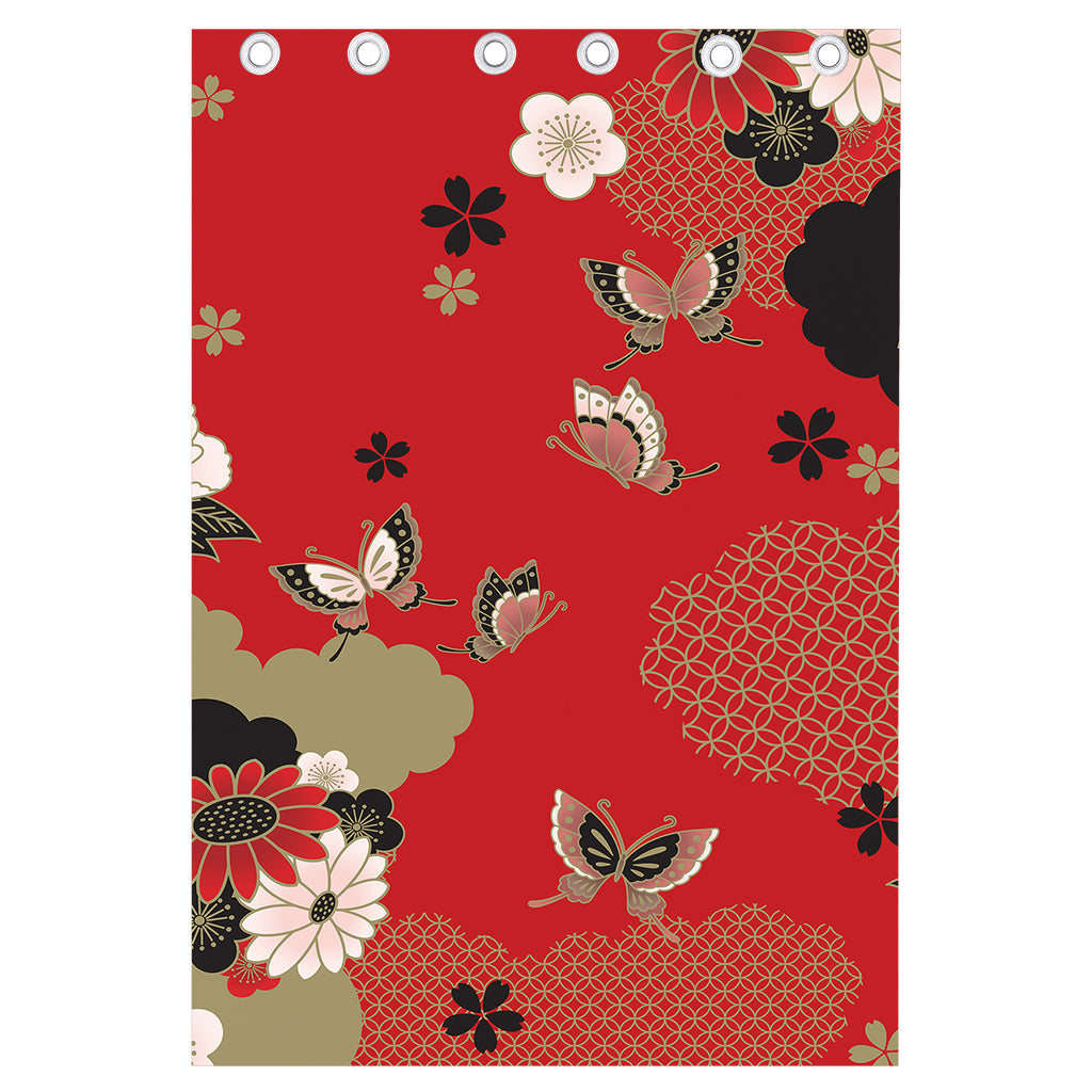 Japanese Flower Print Curtain