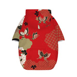 Japanese Flower Print Dog Zip Up Hoodie