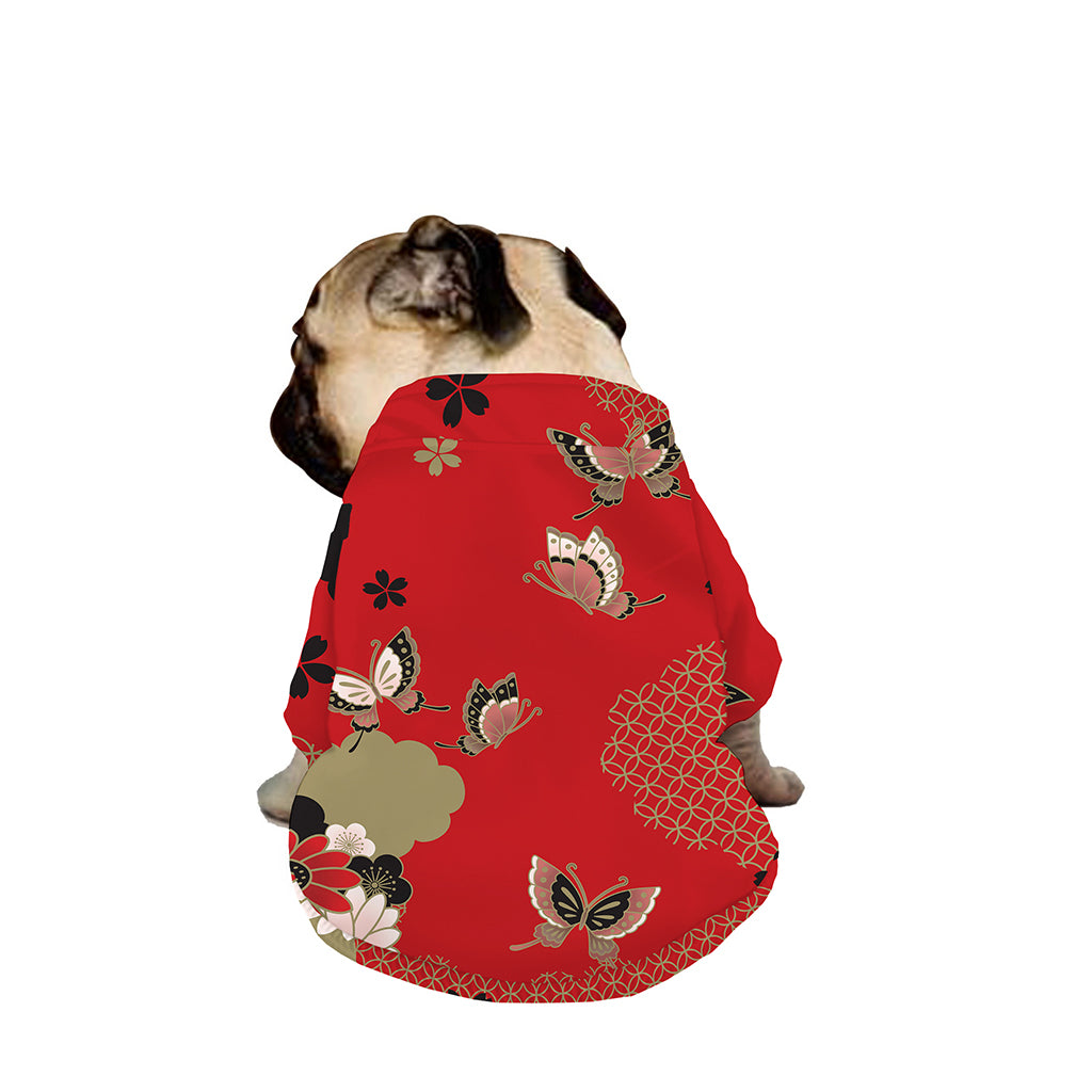 Japanese Flower Print Dog Zip Up Jacket