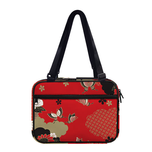 Japanese Flower Print Double Strap Bible Bag