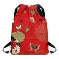 Japanese Flower Print Drawstring Backpack