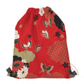 Japanese Flower Print Drawstring Bag