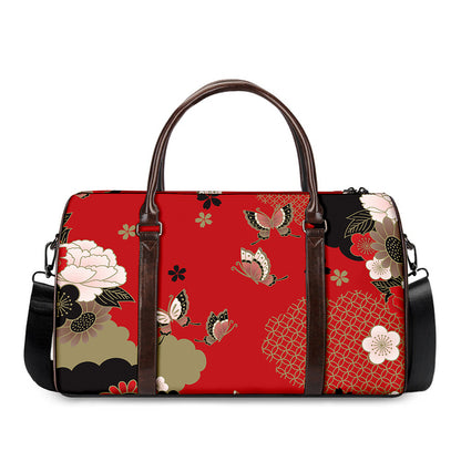 Japanese Flower Print Duffle Bag