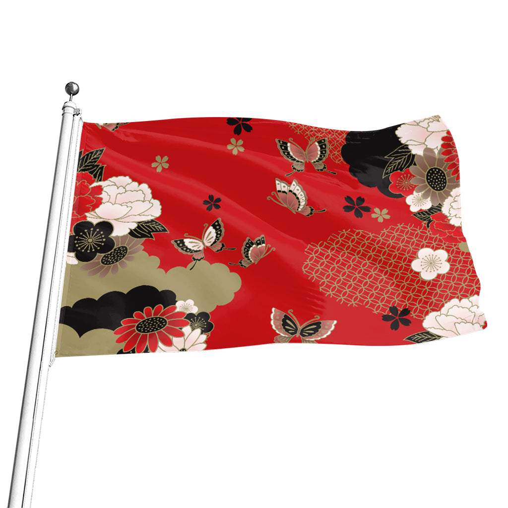 Japanese Flower Print Flag