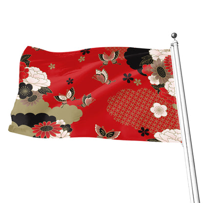 Japanese Flower Print Flag
