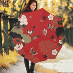 Japanese Flower Print Foldable Umbrella