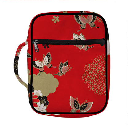 Japanese Flower Print Front Pocket Bible Bag