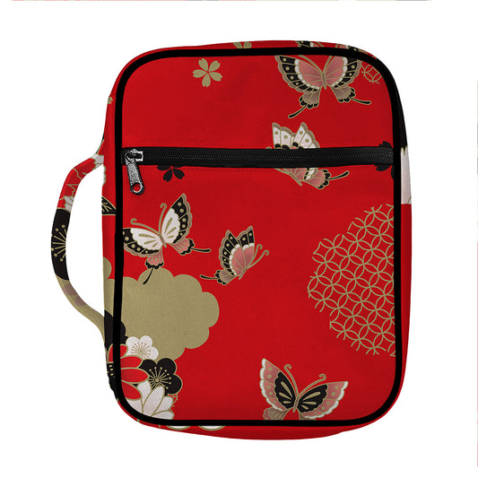 Japanese Flower Print Front Pocket Bible Bag
