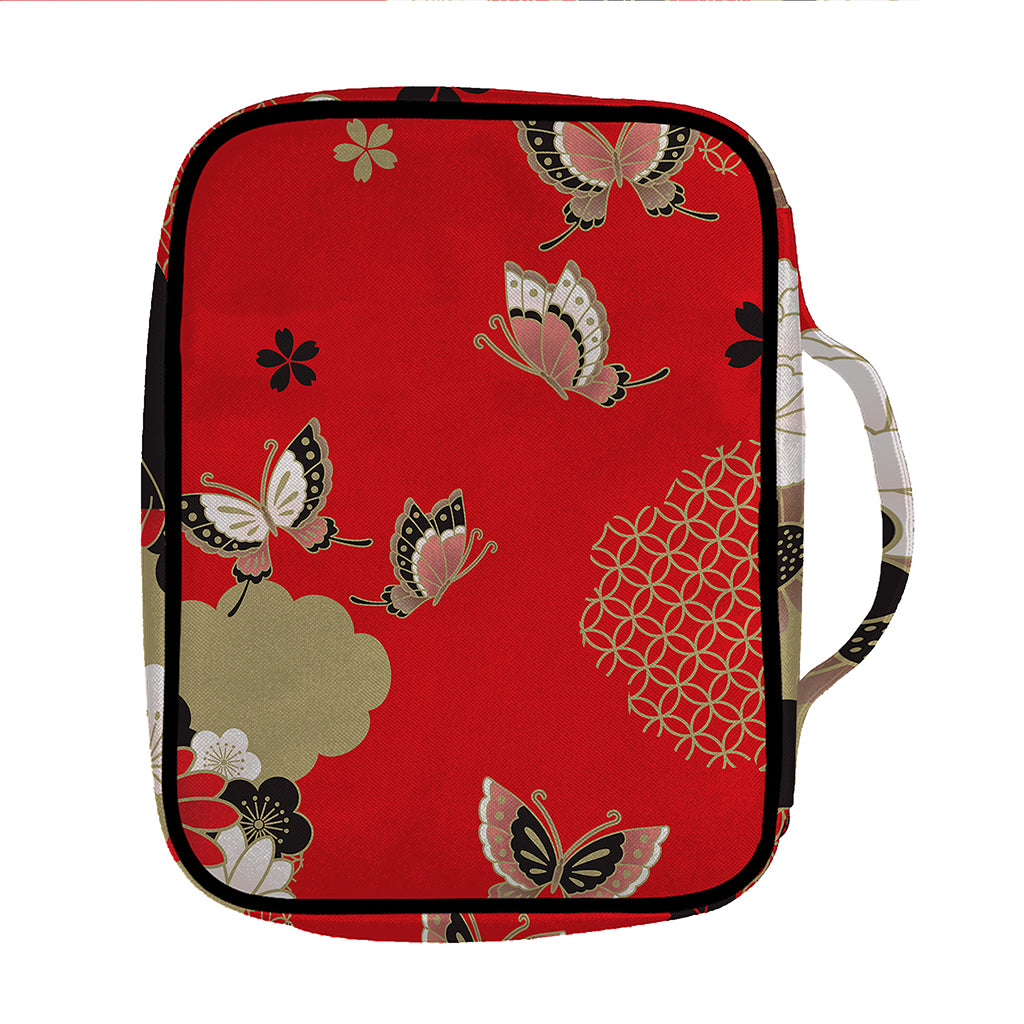 Japanese Flower Print Front Pocket Bible Bag