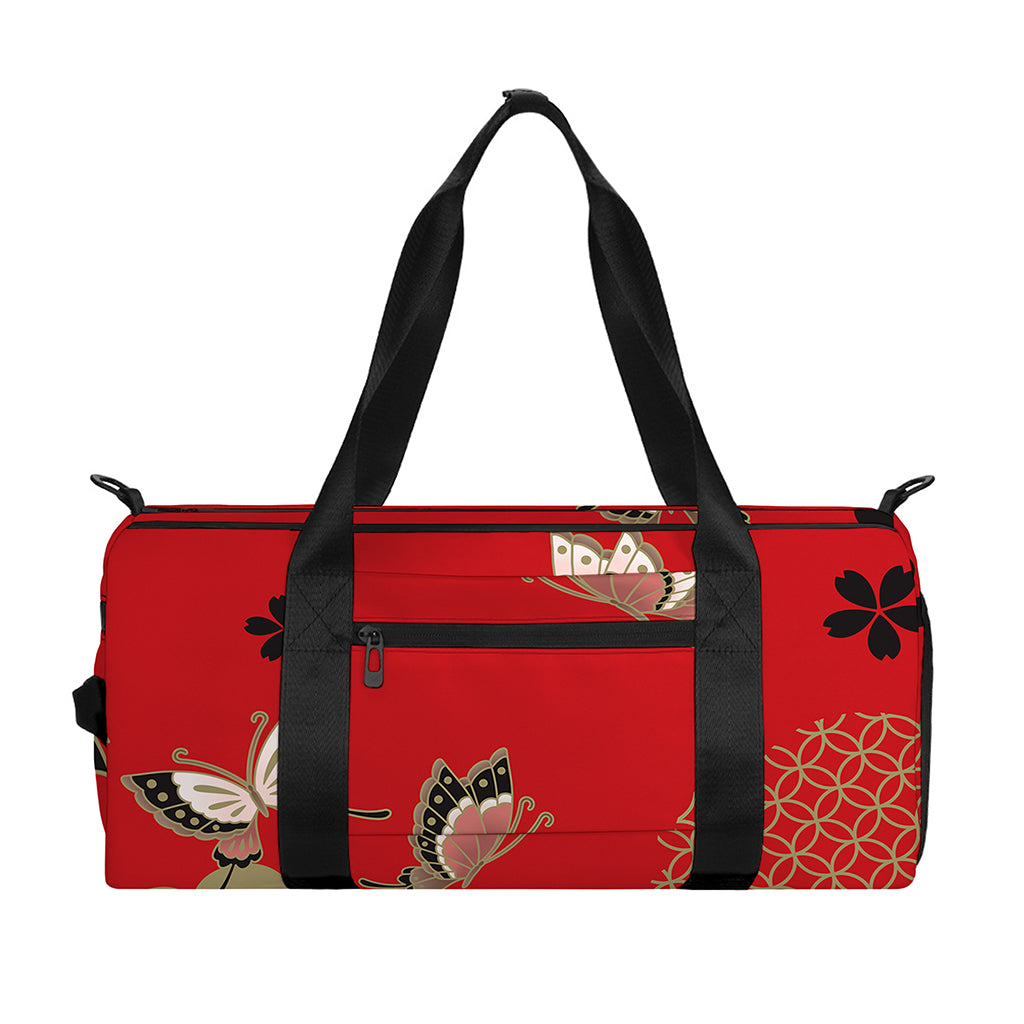 Japanese Flower Print Gym Bag