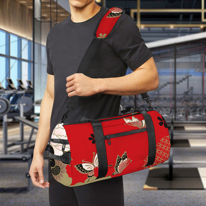 Japanese Flower Print Gym Bag
