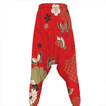 Japanese Flower Print Hammer Pants