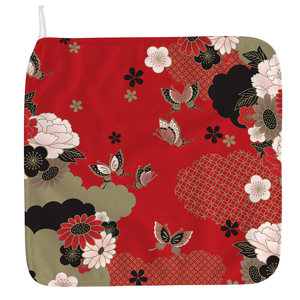 Japanese Flower Print Hand Towel