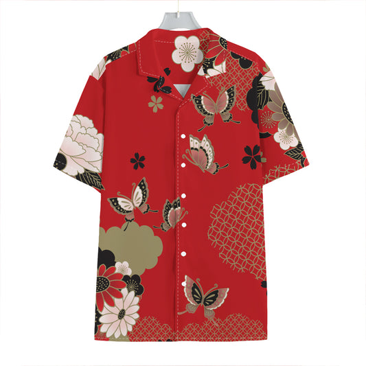 Japanese Flower Print Hawaiian Shirt